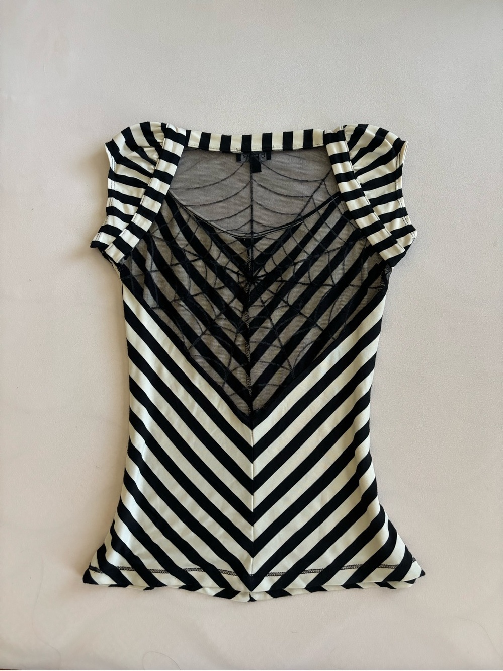 bebe y2k grail grunge goth spider web stripe top medium
